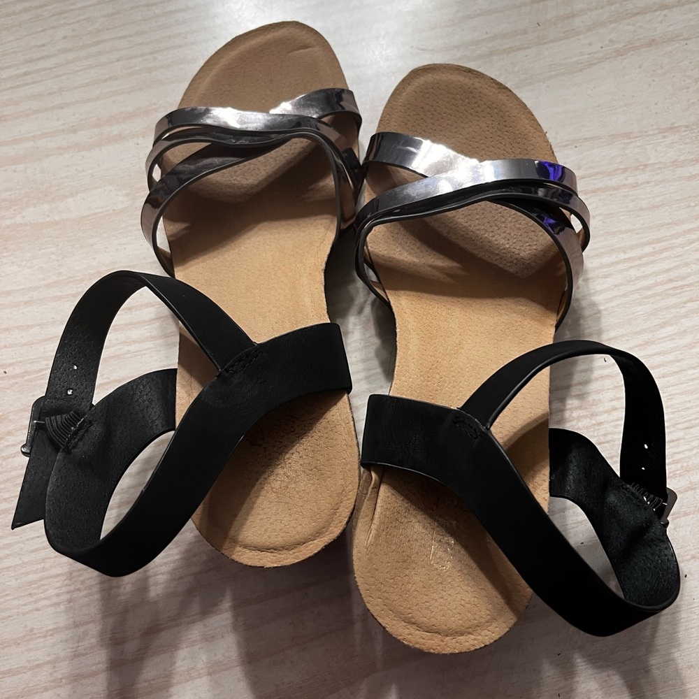 Stylish Black and Silver Women's Sandals